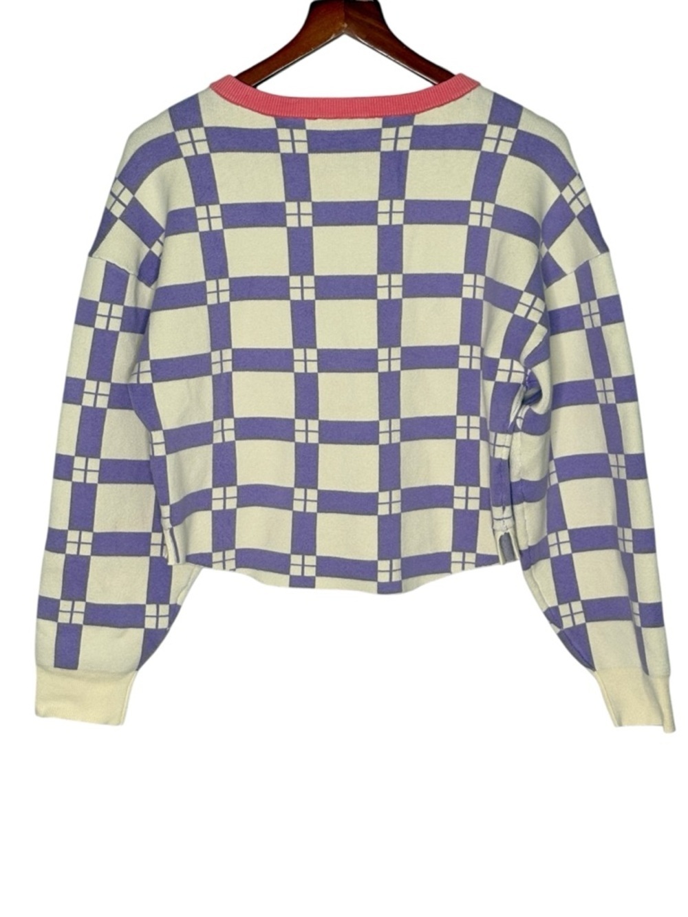 Daily Practice by Anthropologie Pam Plaid Checkered Cropped Sweater • Medium - Picture 5 of 9